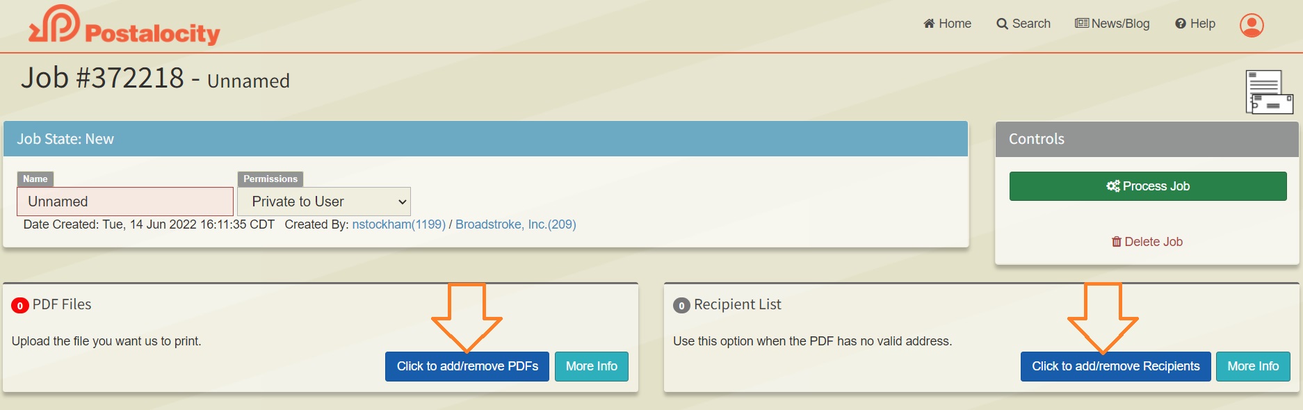 user interface, online mailing service, upload PDF, recipient address
